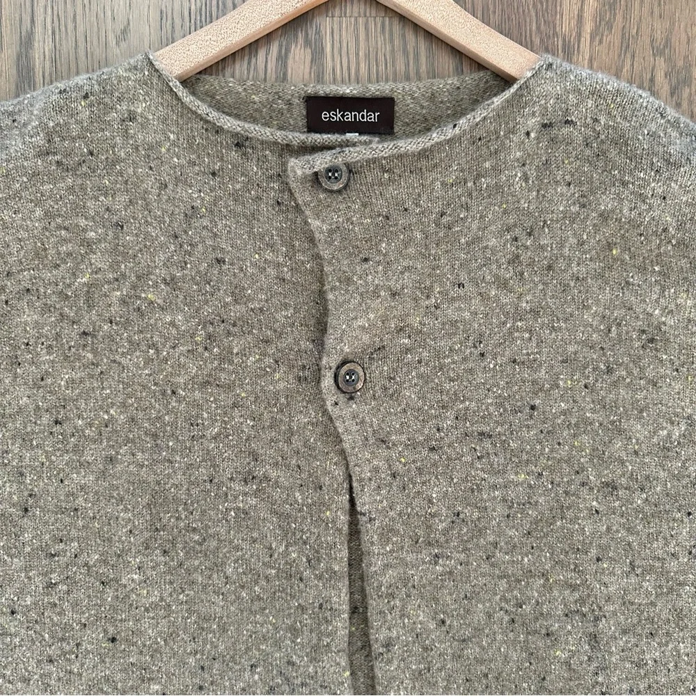 Eskandar Donegal Cashmere Blend Button Front Cardigan Sweater in Brown One Size